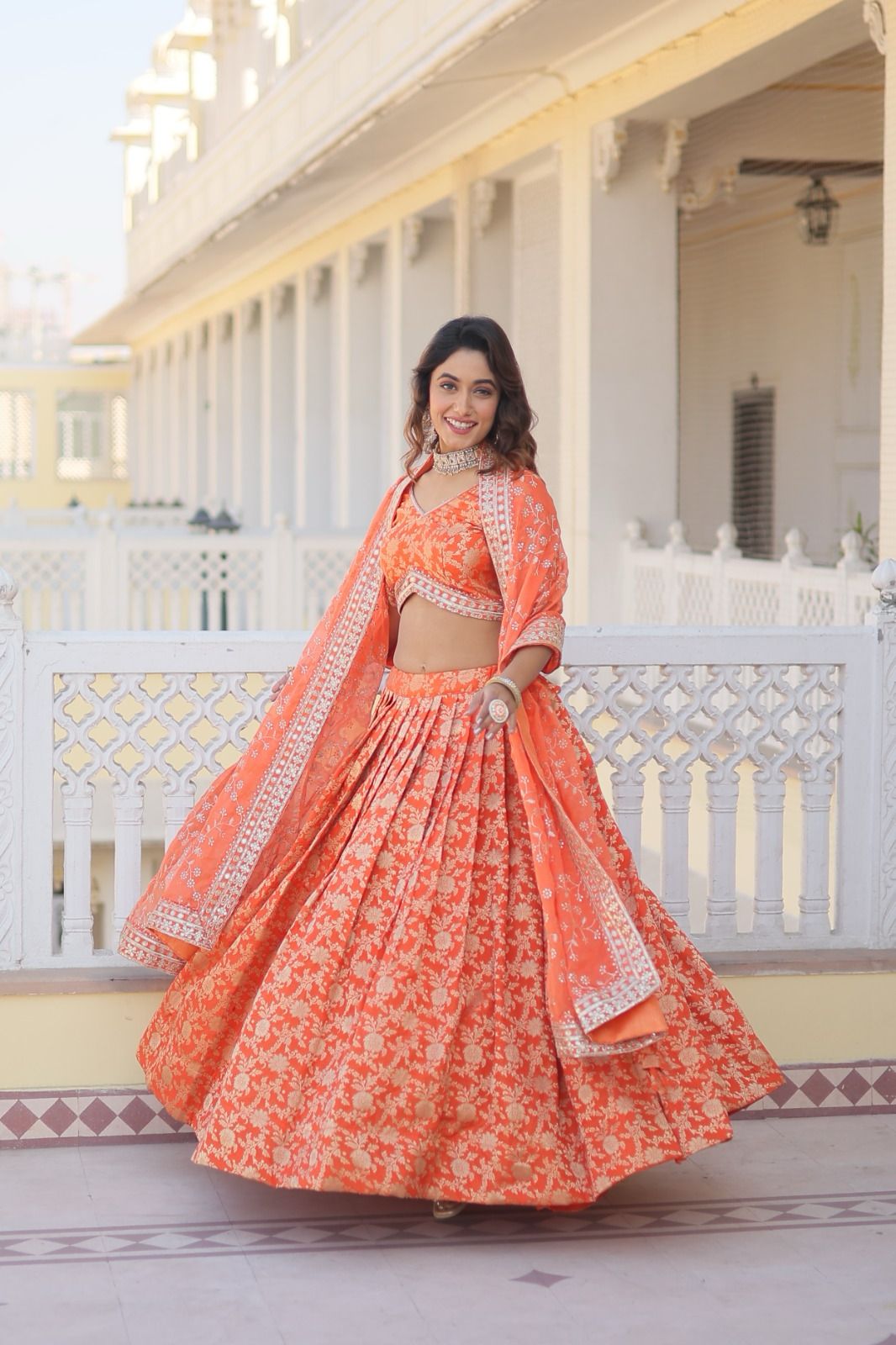 Ethereal viscose jacquard designer lehenga set