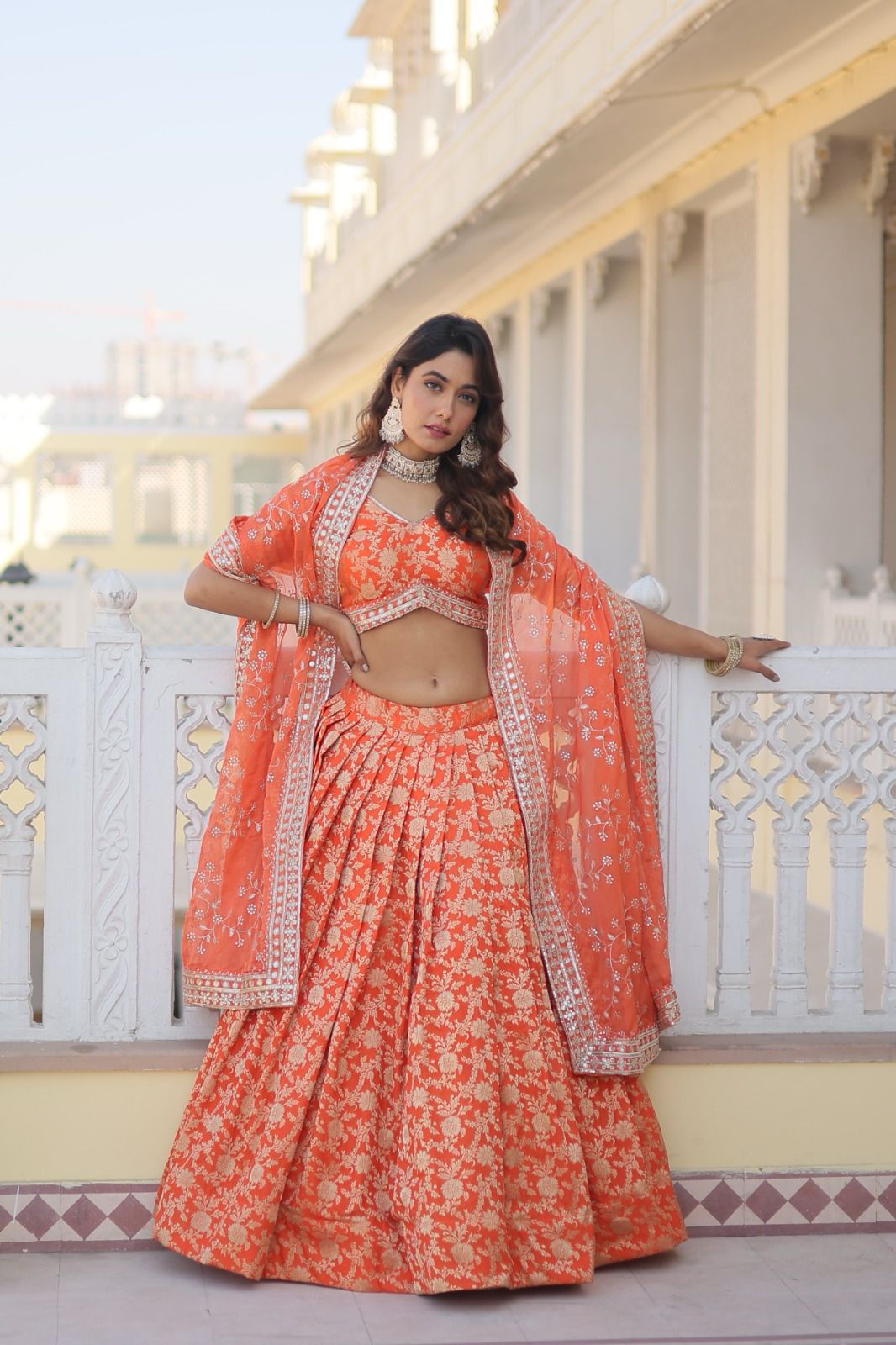 Ethereal viscose jacquard designer lehenga set