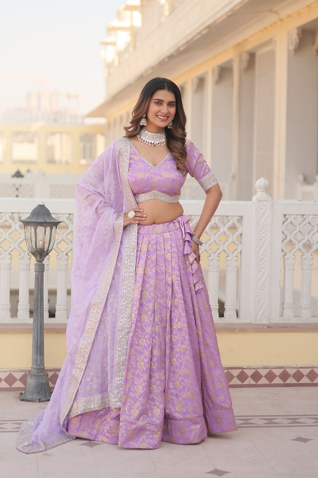 Ethereal viscose jacquard designer lehenga set