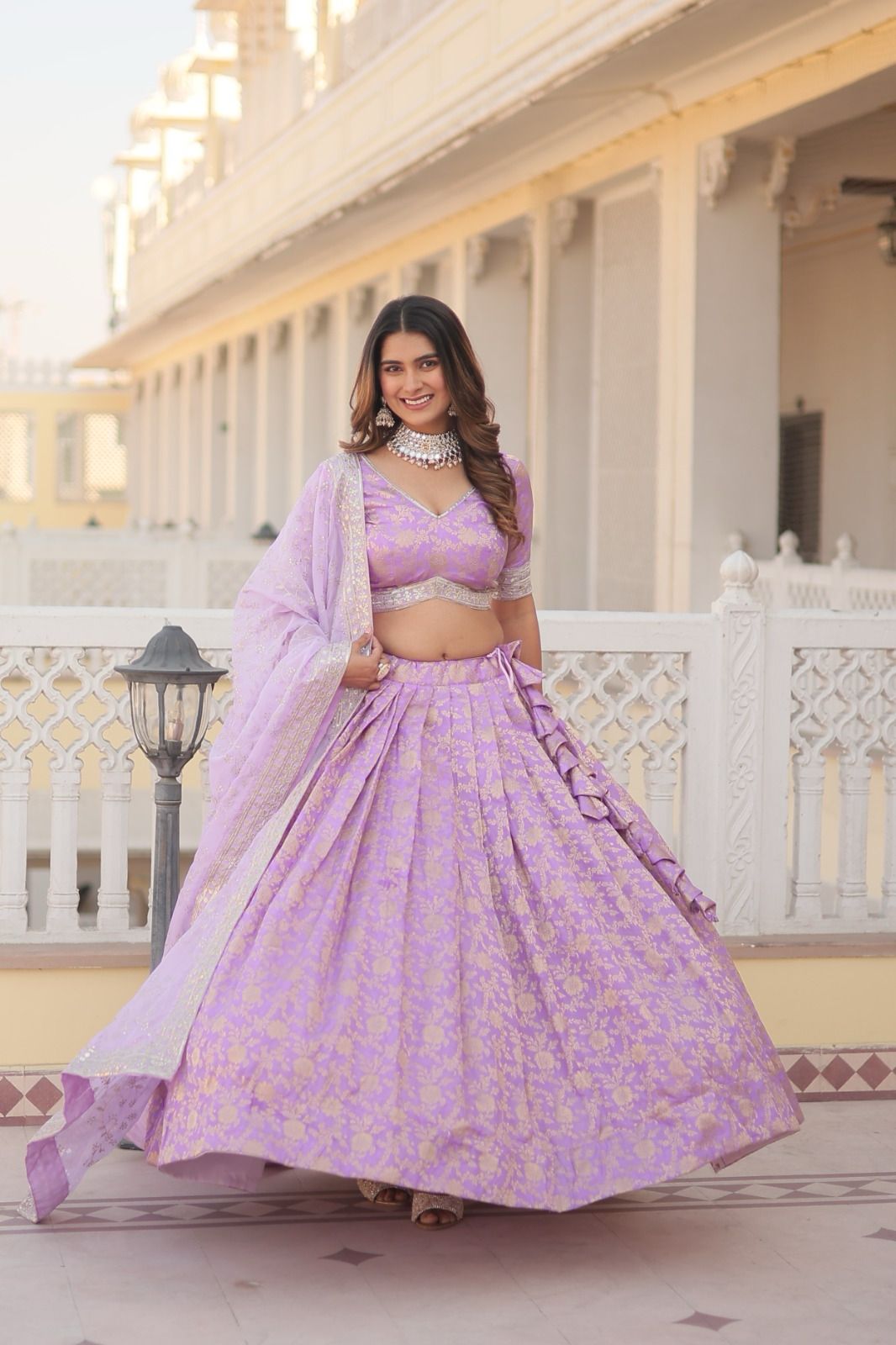 Ethereal viscose jacquard designer lehenga set