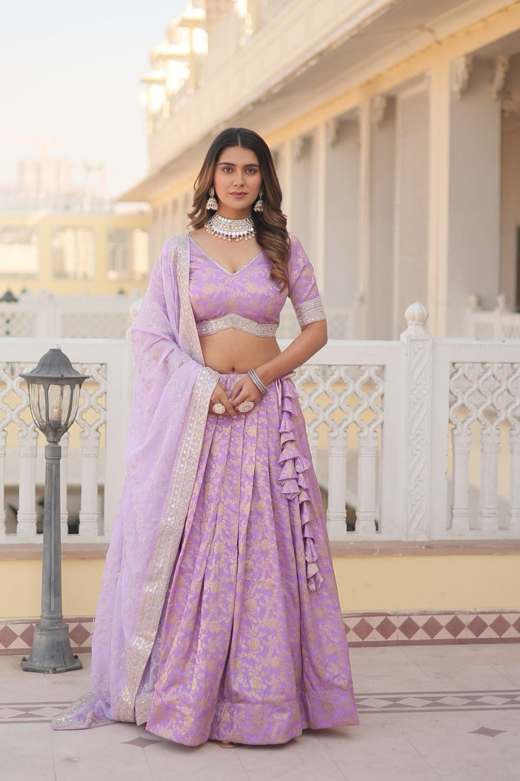 Ethereal viscose jacquard designer lehenga set