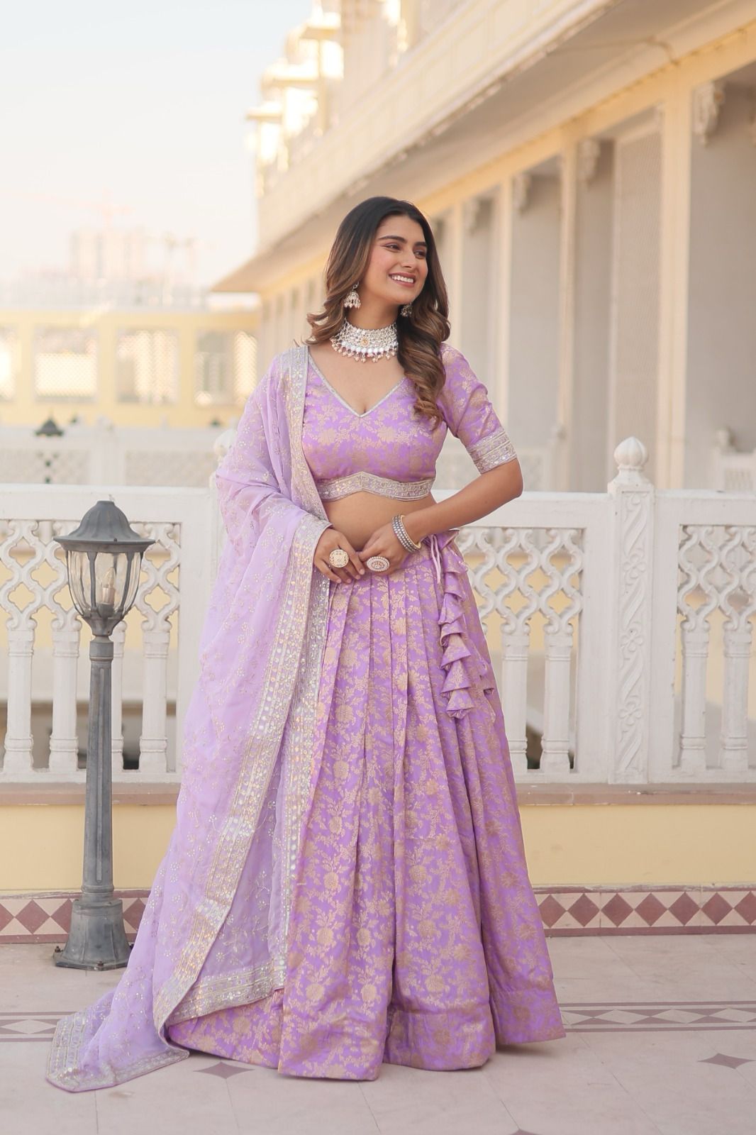 Ethereal viscose jacquard designer lehenga set