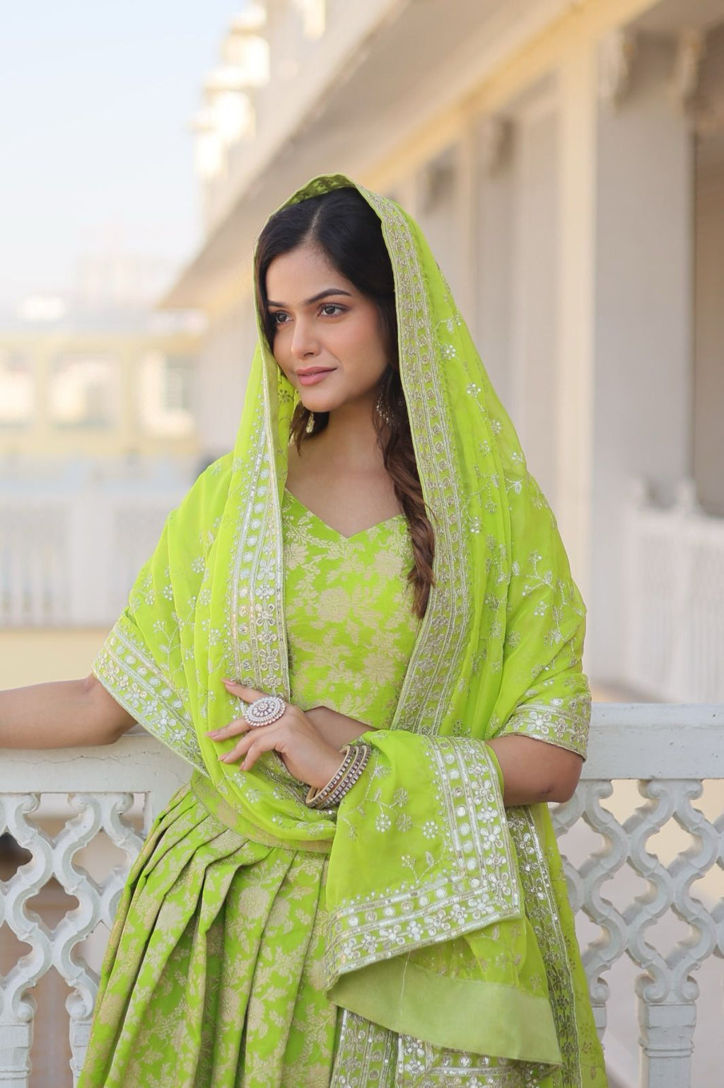 Ethereal viscose jacquard designer lehenga set