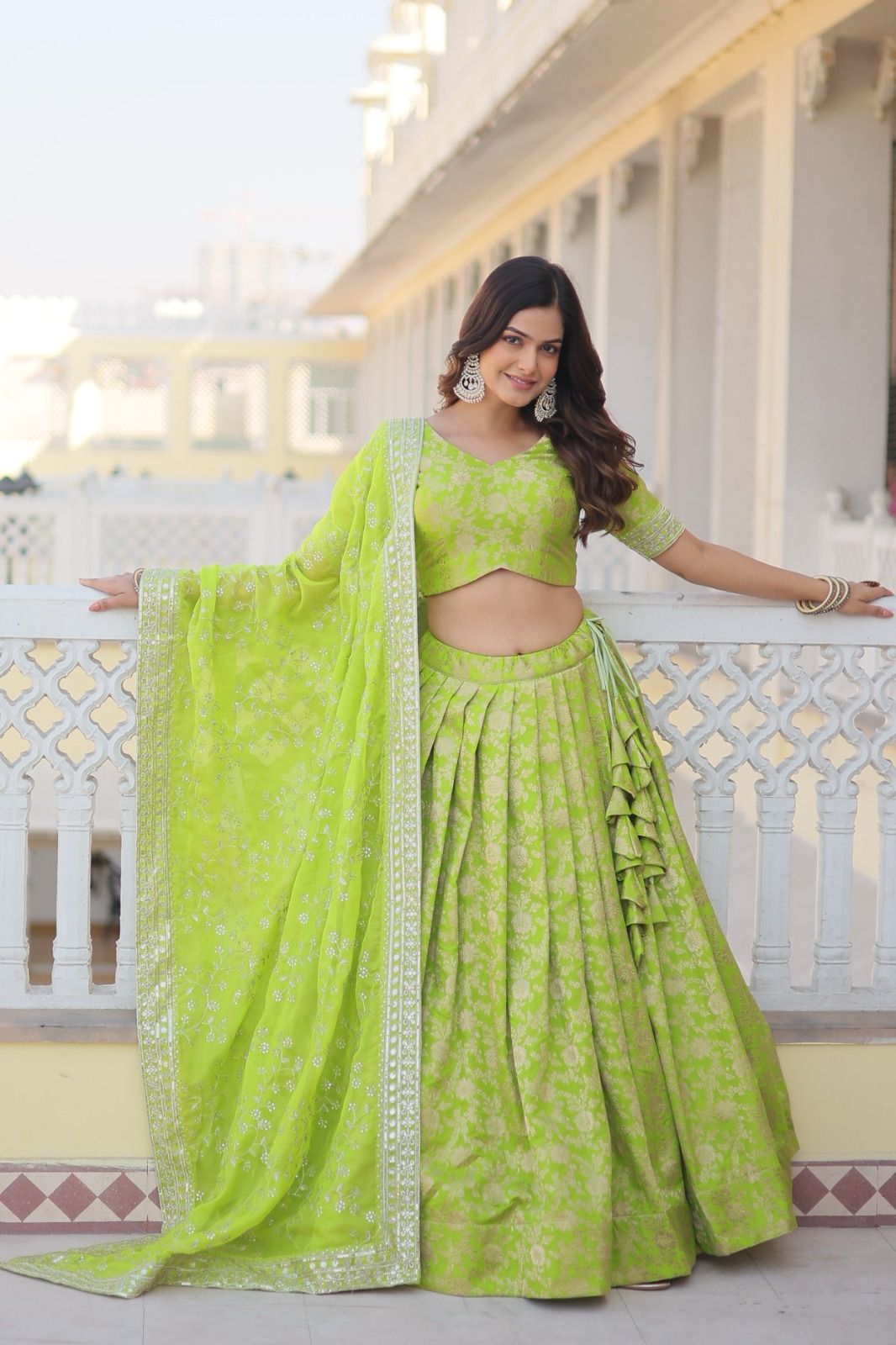 Ethereal viscose jacquard designer lehenga set