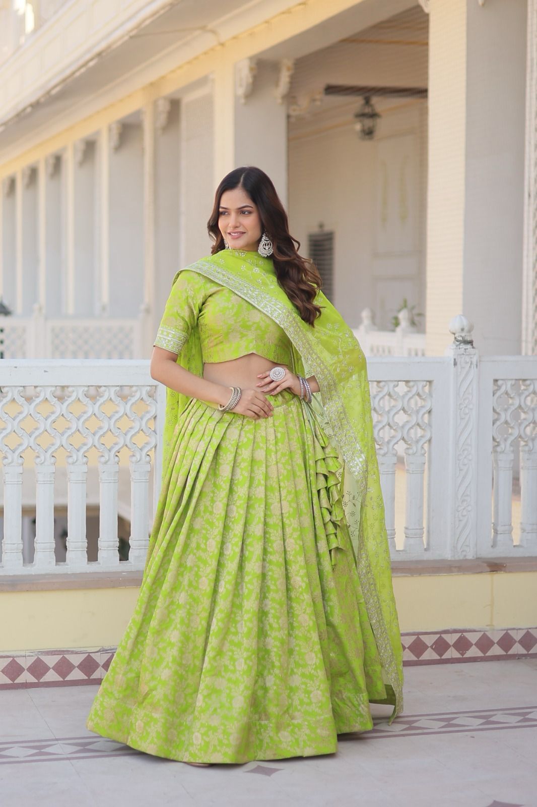 Ethereal viscose jacquard designer lehenga set