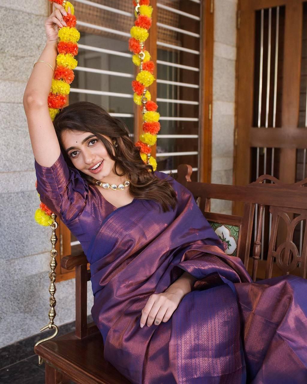 Exquisite Banarasi Soft Silk Saree: Pure Purple Elegance