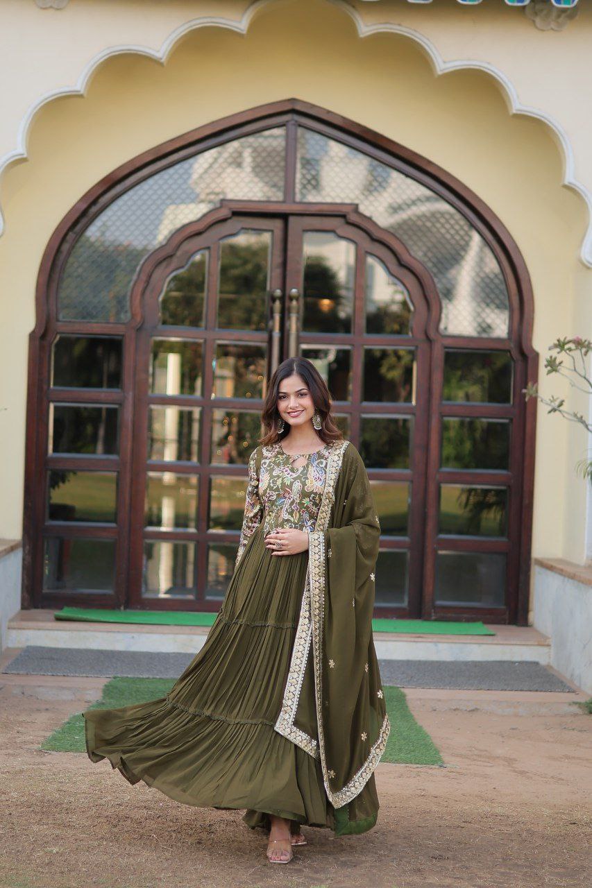 Padmalaya pink georgette anarkali gown set