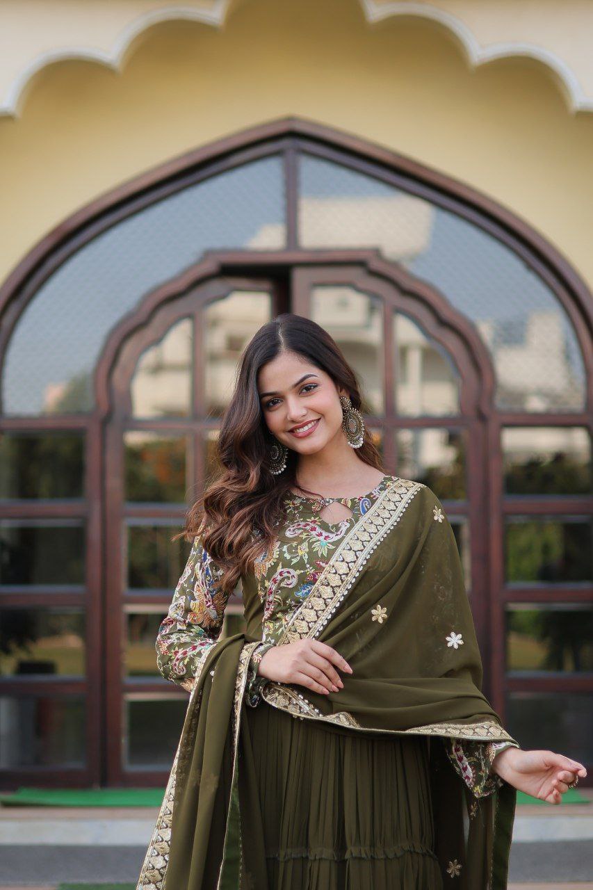 Padmalaya pink georgette anarkali gown set