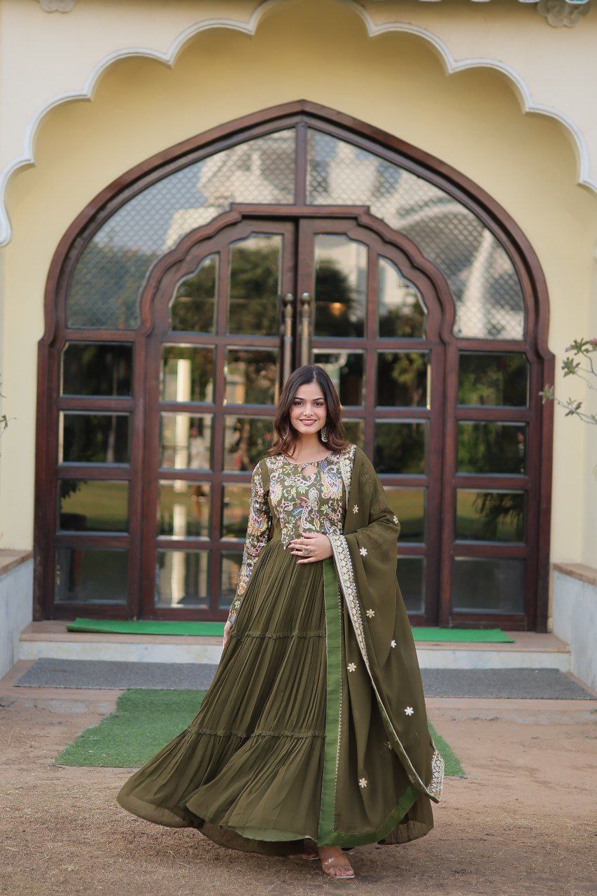 Padmalaya pink georgette anarkali gown set