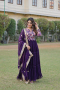 Padmalaya purple georgette anarkali gown set