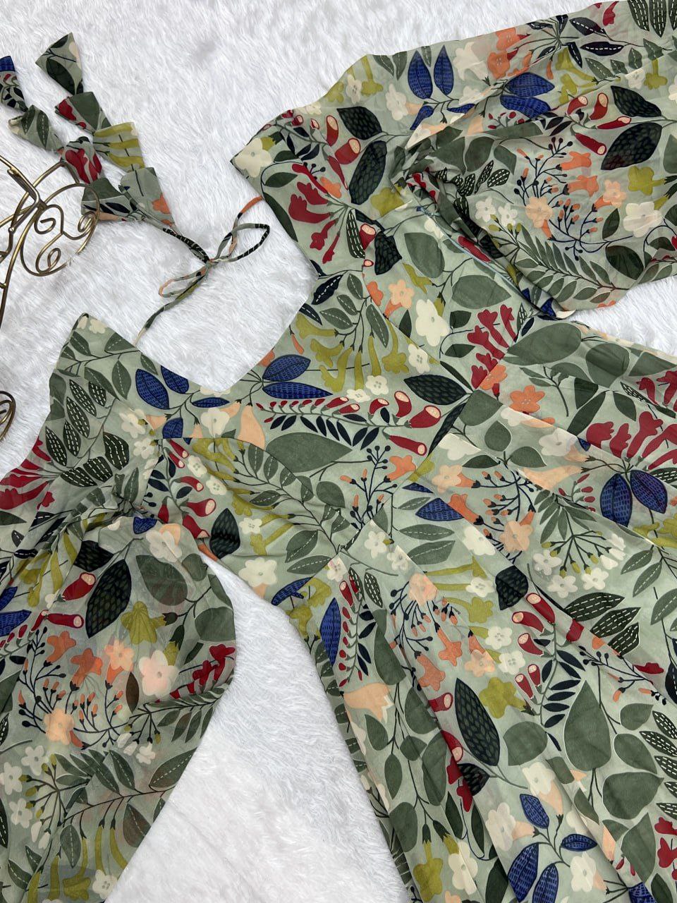 Floral fantasy faux georgette maxi dress