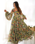 Floral fantasy faux georgette maxi dress