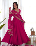 Shreyanvi pink georgette embroidered anarkali suit set