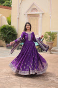 Purple chinon embroidered Gaurangi designer Anarkali gown