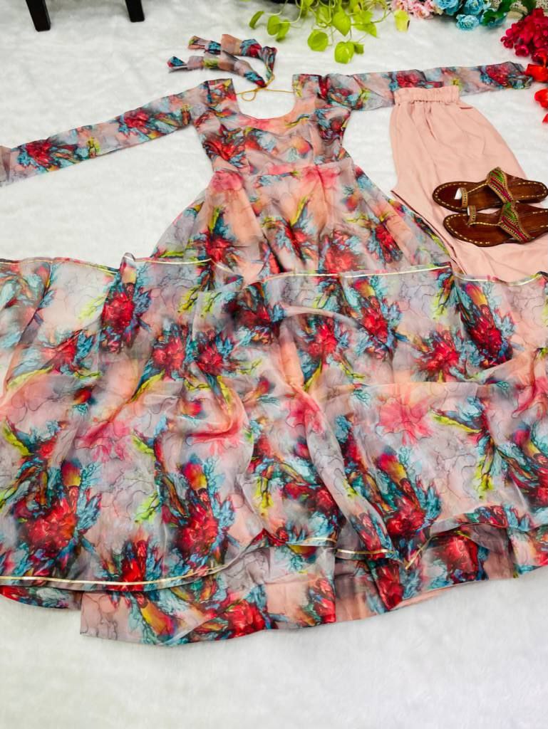 Yashaswini organza tebby silk gown anarkali suit set