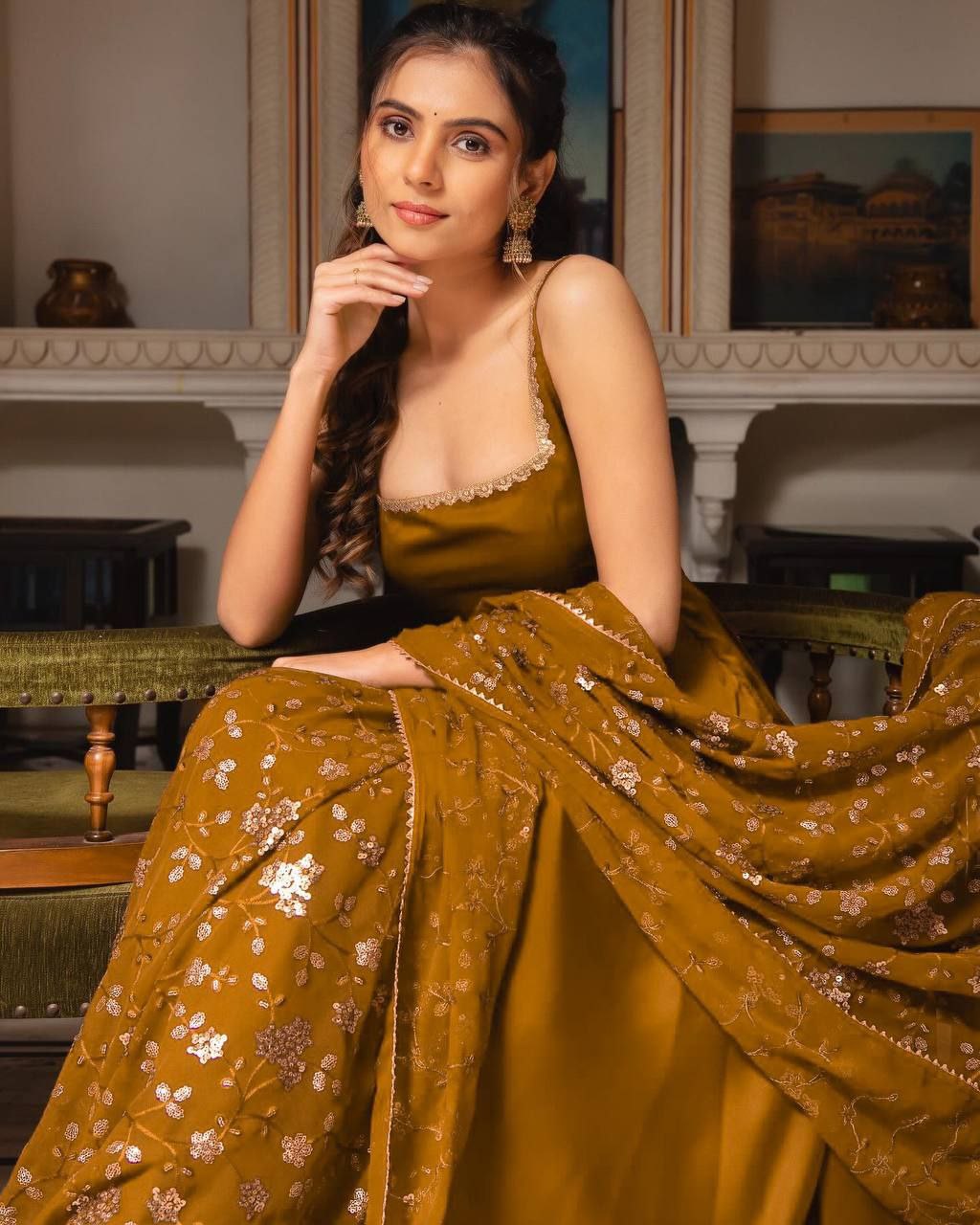 Manjula maroon anarkali gown suit set