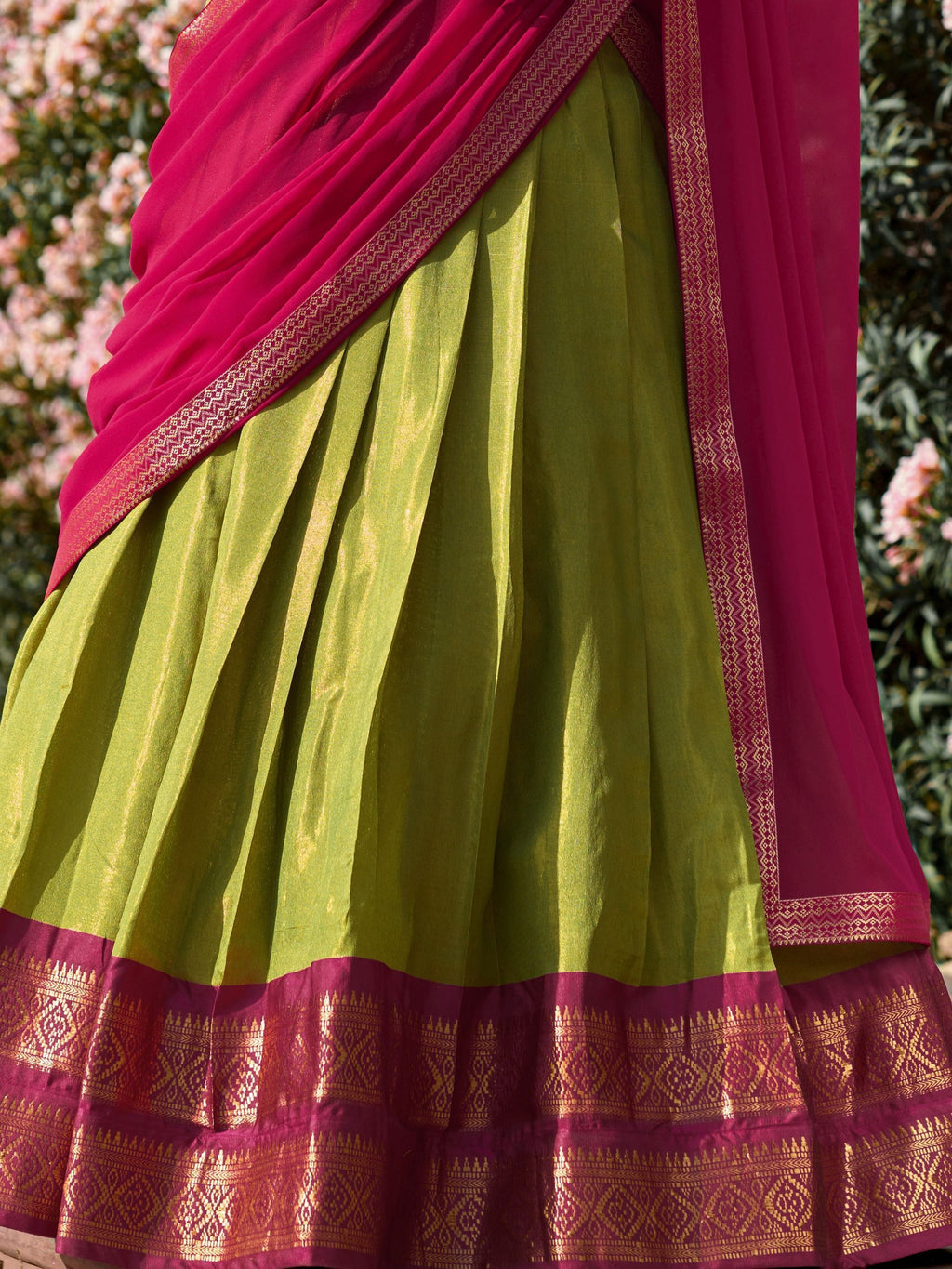 Green Kanchipuram Silk Zari Weaving Work Traditional Lehenga Choli