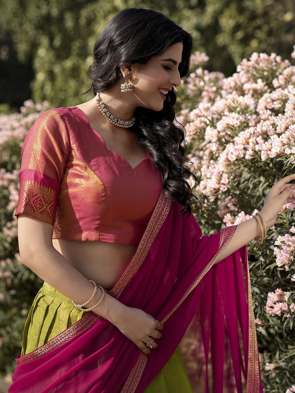 Green Kanchipuram Silk Zari Weaving Work Traditional Lehenga Choli