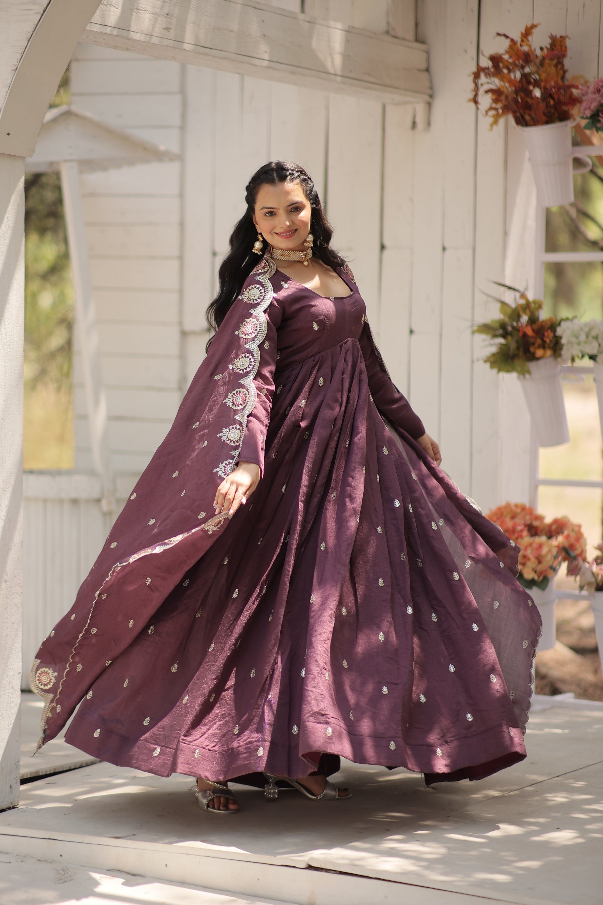 Onion pink embroidered Hritvi designer Anarkali gown