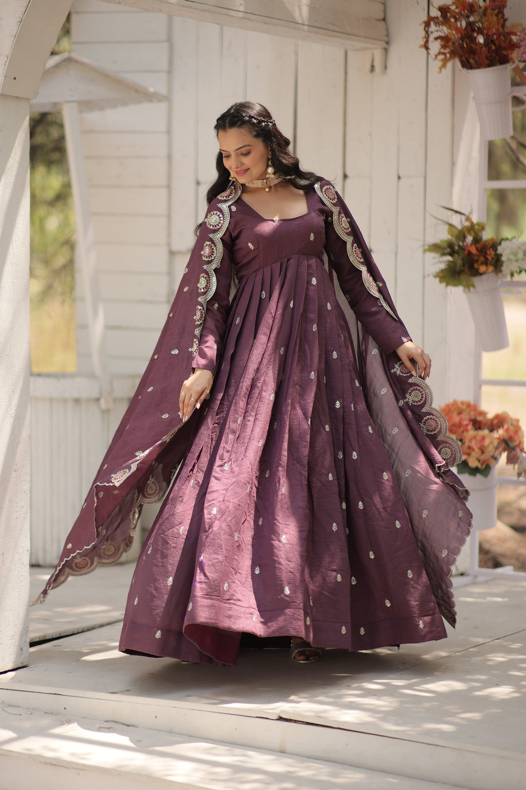 Onion pink embroidered Hritvi designer Anarkali gown