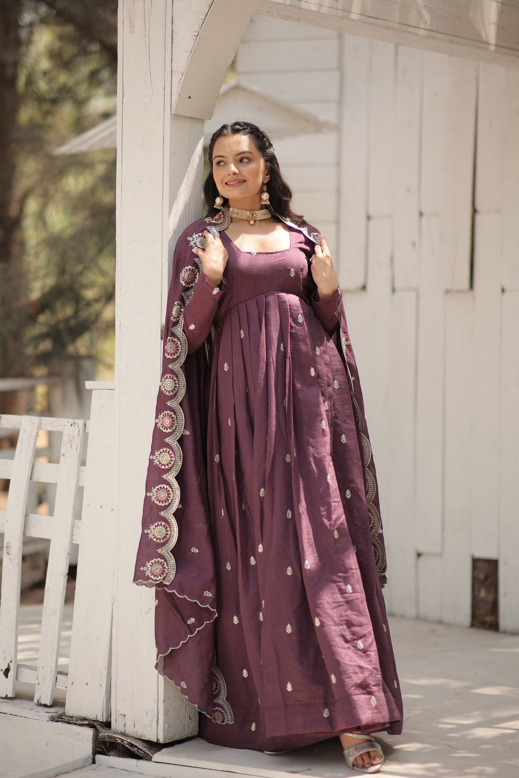 Onion pink embroidered Hritvi designer Anarkali gown
