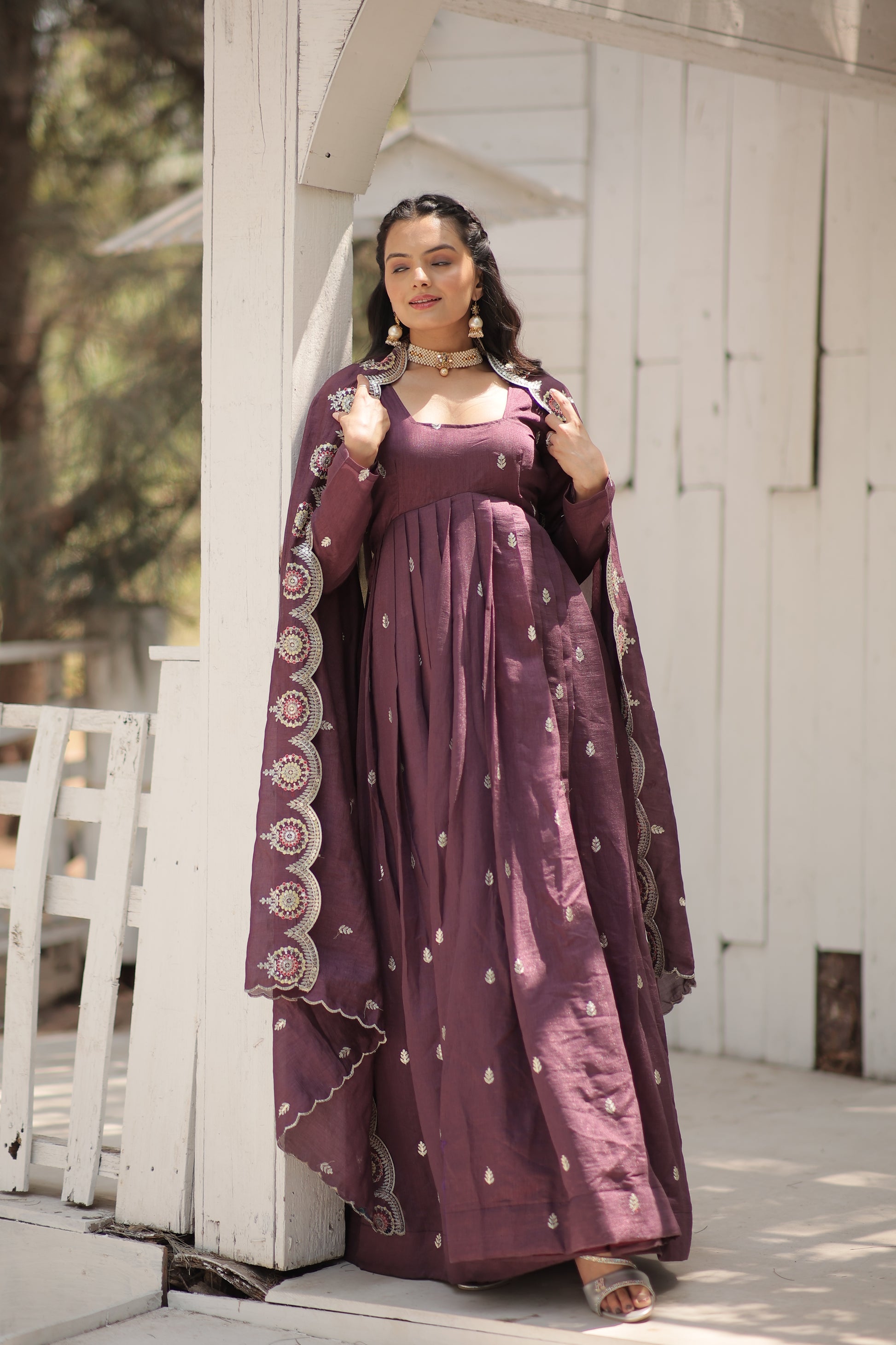 Onion pink embroidered Hritvi designer Anarkali gown