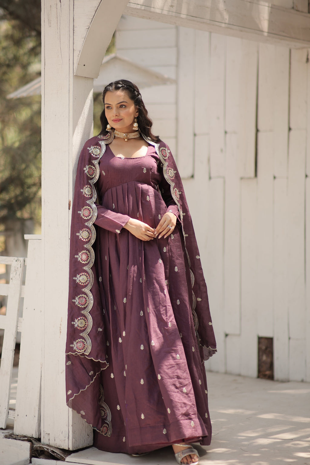 Onion pink embroidered Hritvi designer Anarkali gown