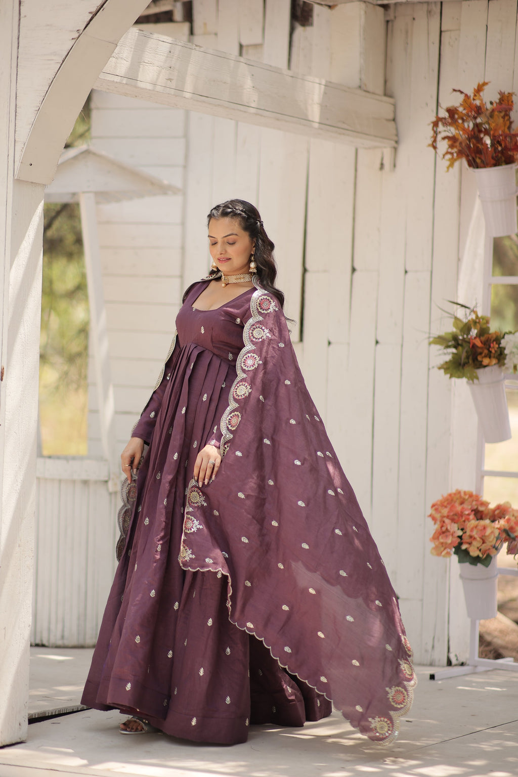 Onion pink embroidered Hritvi designer Anarkali gown