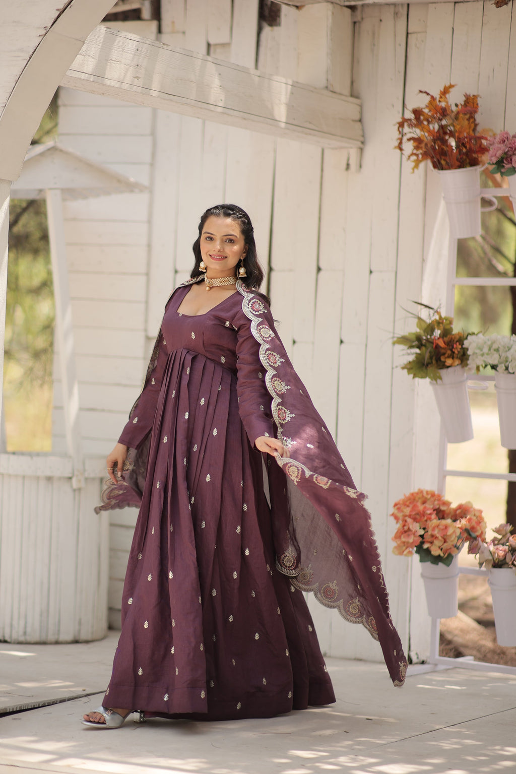 Onion pink embroidered Hritvi designer Anarkali gown