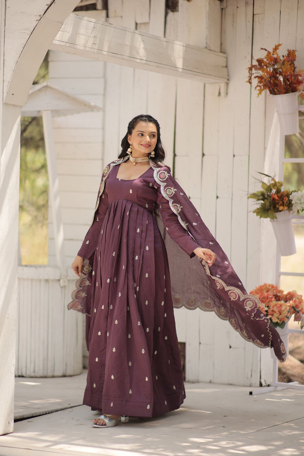 Onion pink embroidered Hritvi designer Anarkali gown