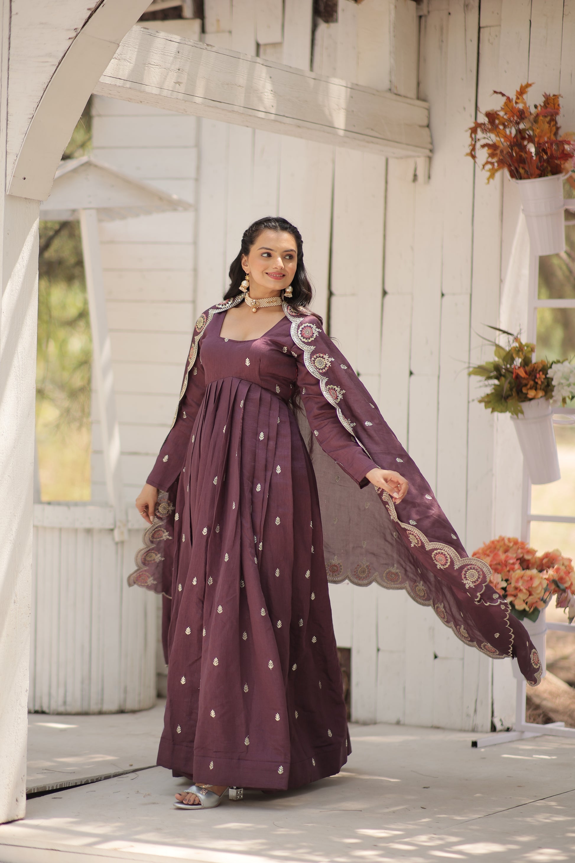 Onion pink embroidered Hritvi designer Anarkali gown