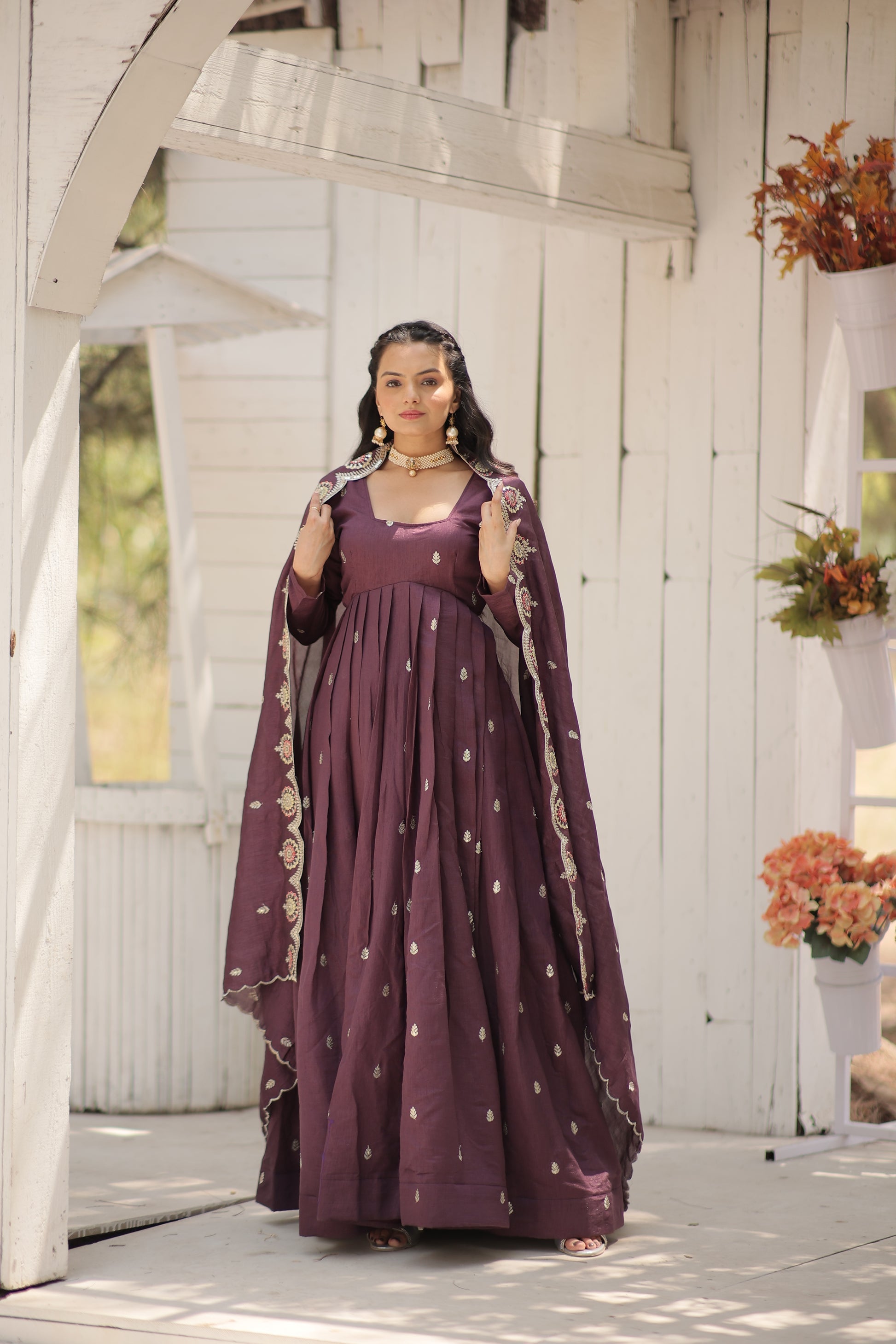Onion pink embroidered Hritvi designer Anarkali gown