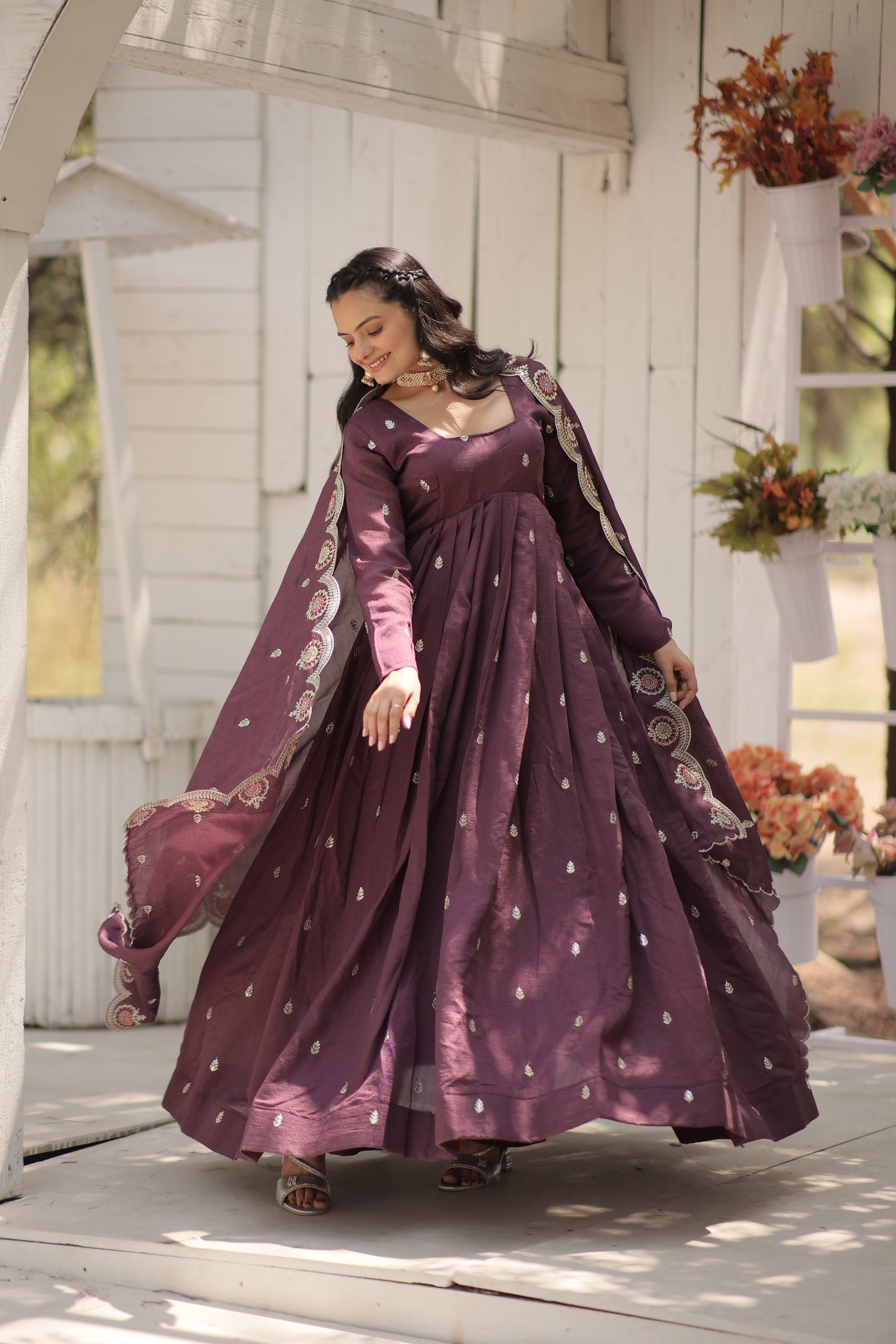 Onion pink embroidered Hritvi designer Anarkali gown