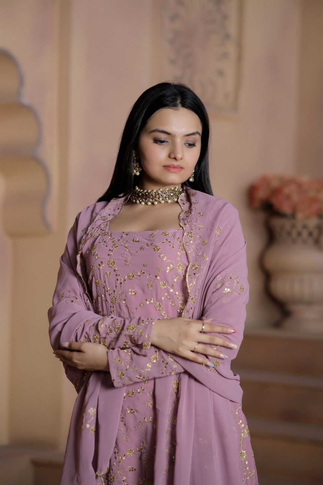 Eshwari Georgette Kurti Sharara Suit Set