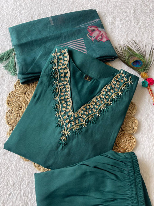 Arshi Rama Roman silk embroidered kurti set with dupatta
