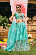 Sea Green Color Shimmer Embroidered Lehenga Choli Set with Dupatta