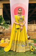 Yellow Color Shimmer Embroidered Lehenga Choli Set with Dupatta