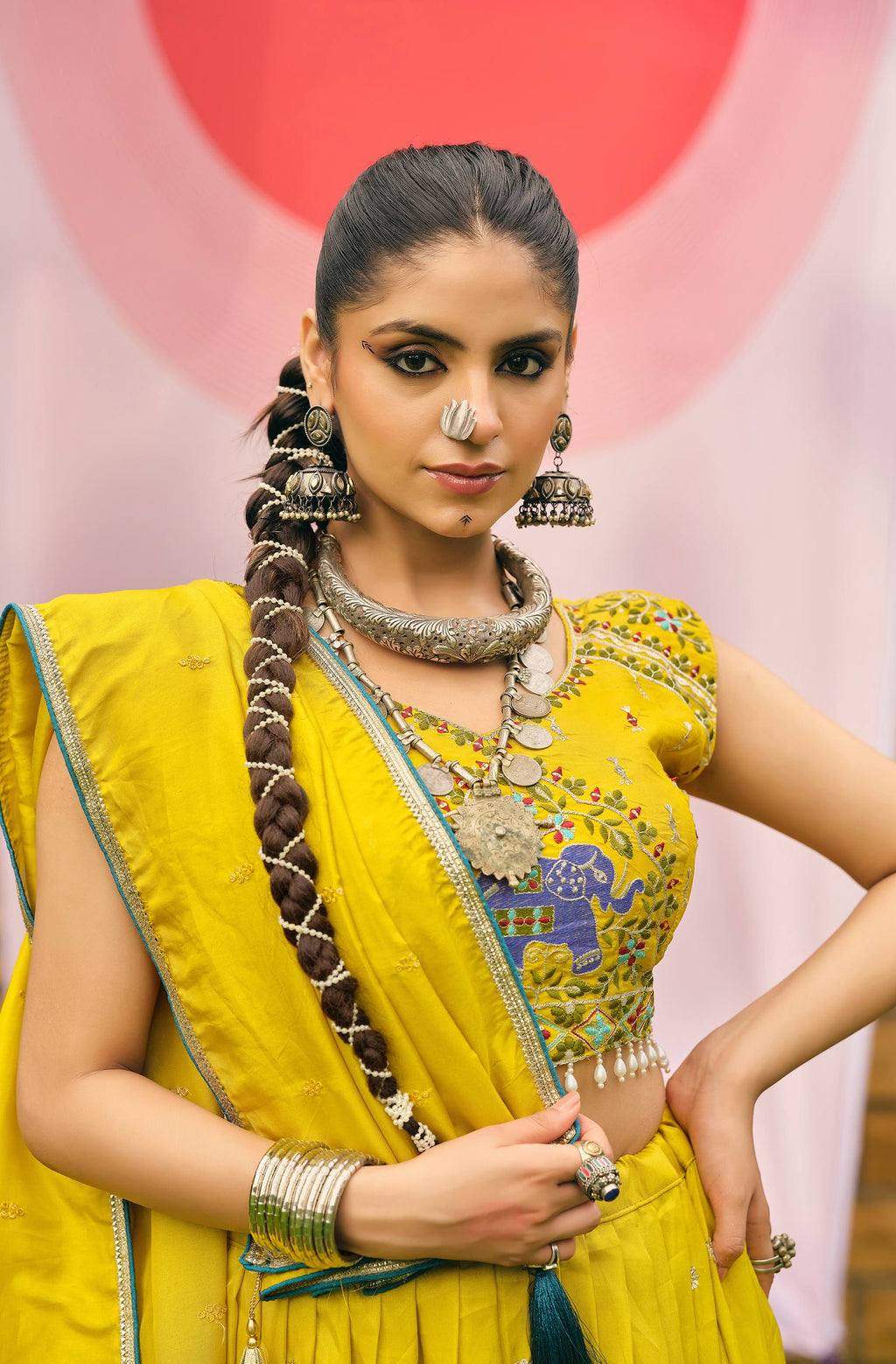 Yellow Color Shimmer Embroidered Lehenga Choli Set with Dupatta