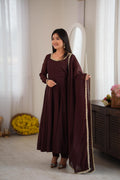 Shobha Chocolate Brown Georgette Anarkali Suit