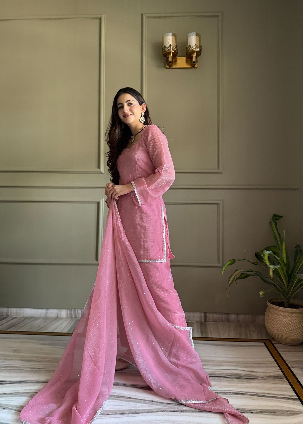 Aaisha Cruchy Silk Diamond Siroski Work Farsi Salwar Suit Set