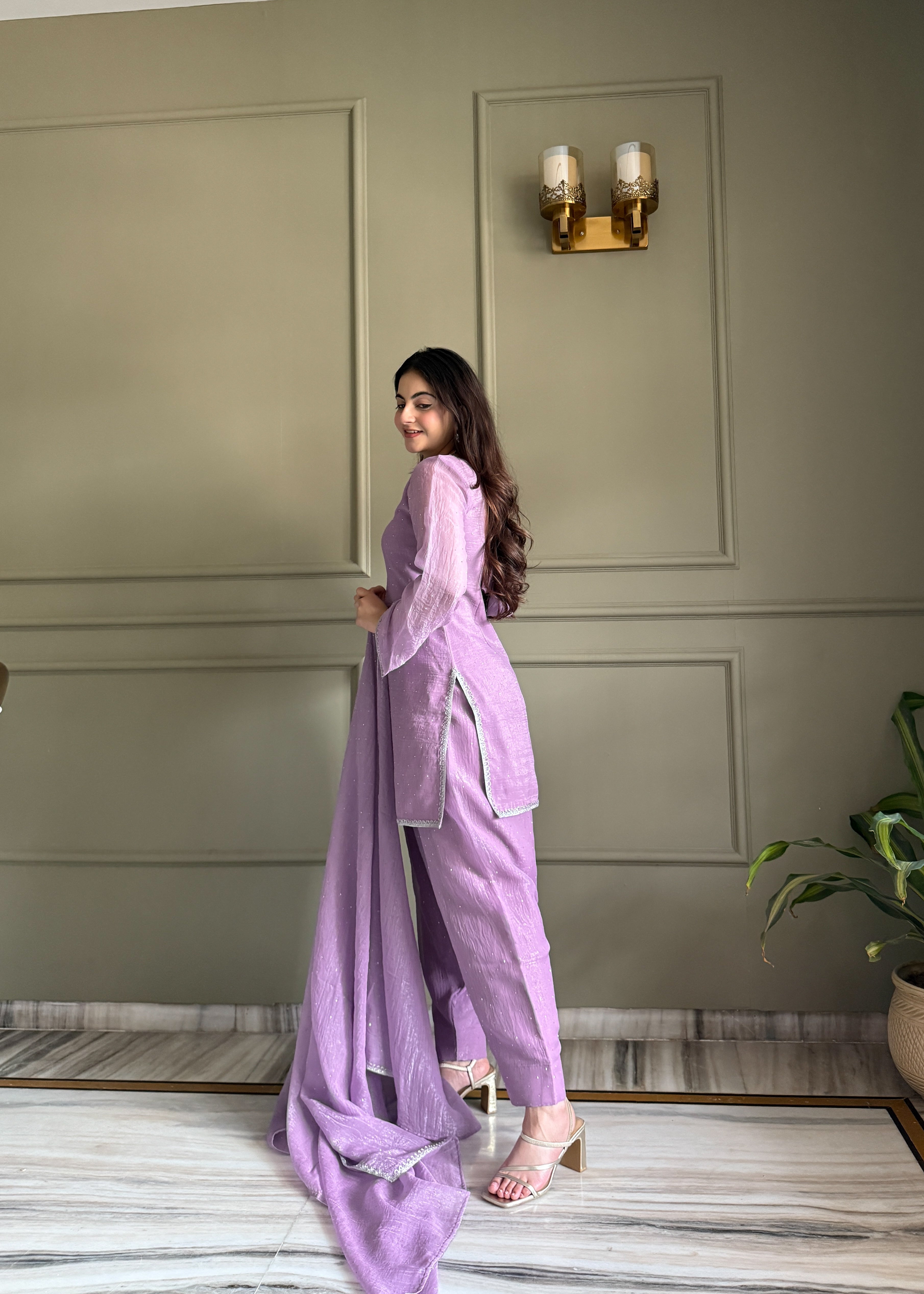 Aaisha Cruchy Silk Diamond Siroski Work Farsi Salwar Suit Set