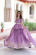Nimi Lavender Color Gold Crush Embroidery Zari Sequins Work Lehenga Choli