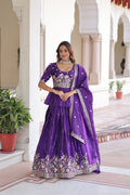 Nimi Purple Color Gold Crush Embroidery Zari Sequins Work Lehenga Choli
