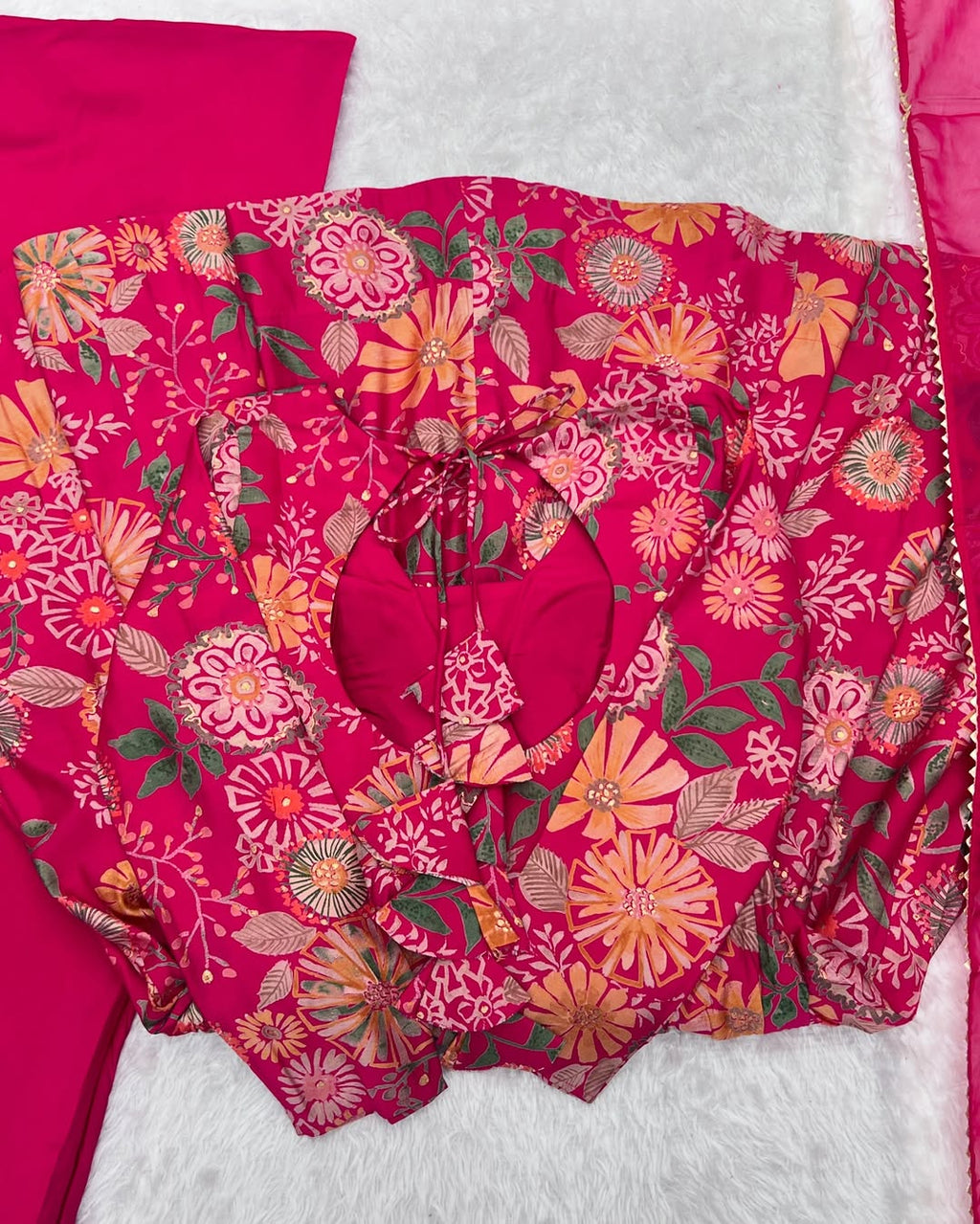 Karisma Roman Silk Flair Pink Kurti Plazzo Set