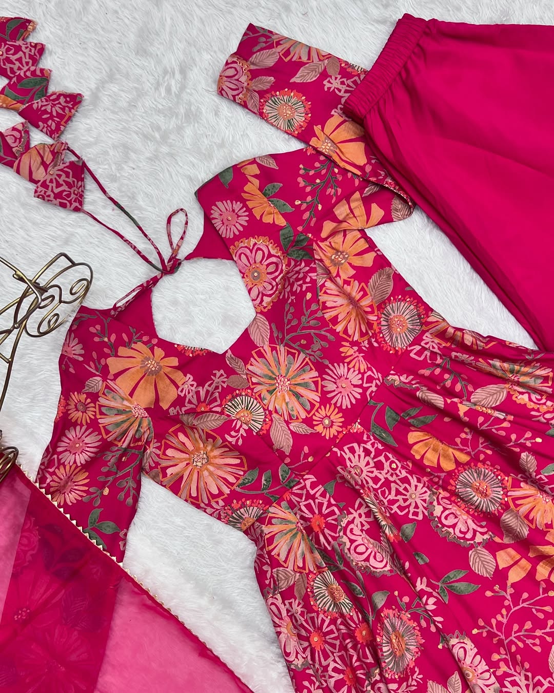 Karisma Roman Silk Flair Pink Kurti Plazzo Set