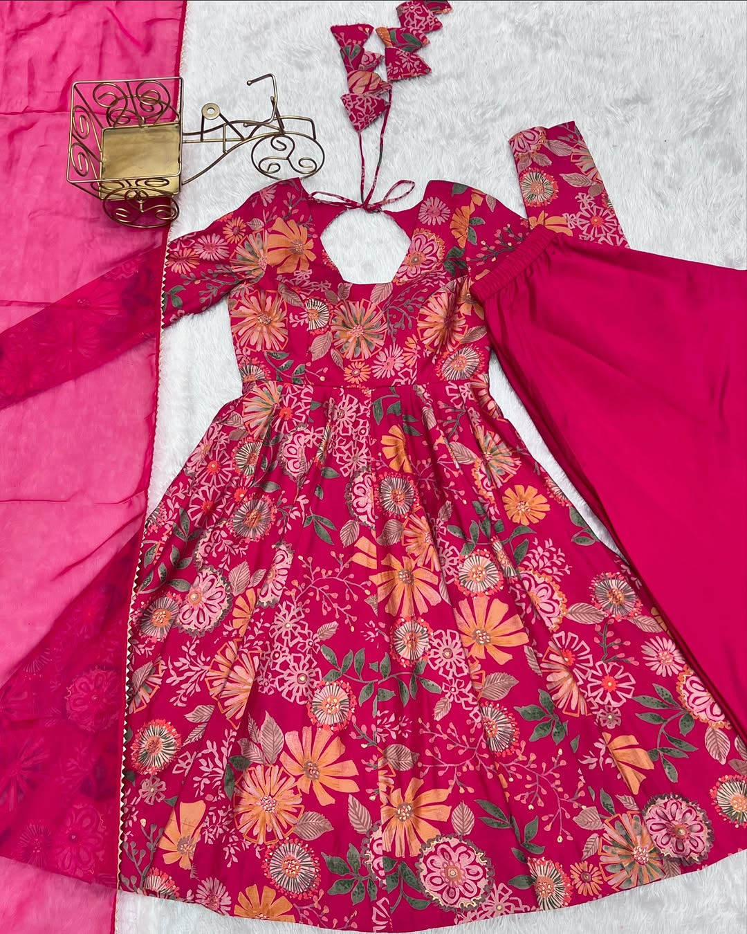 Karisma Roman Silk Flair Pink Kurti Plazzo Set