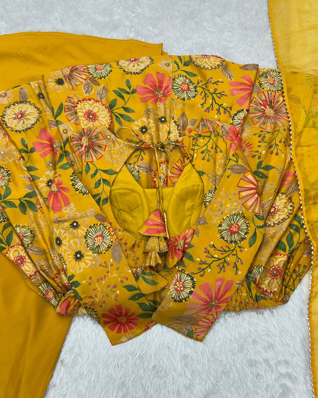 Karisma Roman Silk Flair Yellow Kurti Plazzo Set