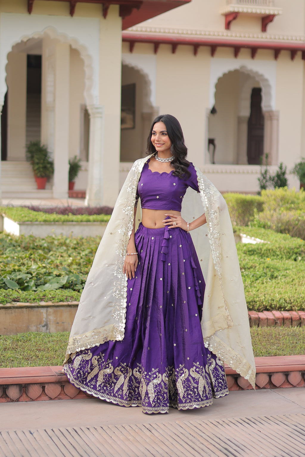 Nirika Purple Color Gold Crush Sequins Zari Embroidered Work Lehenga Choli