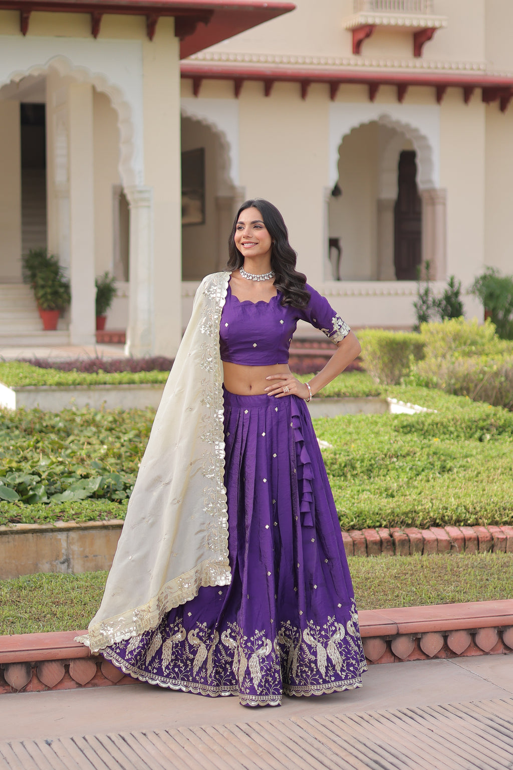 Nirika Purple Color Gold Crush Sequins Zari Embroidered Work Lehenga Choli
