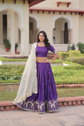 Nirika Purple Color Gold Crush Sequins Zari Embroidered Work Lehenga Choli